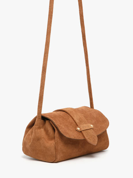Sac Bandoulière S Agnes Cuir Velours Etrier Marron agnes EAGV205S vue secondaire 5