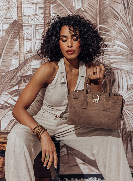 Sac porté main S Equestre croco